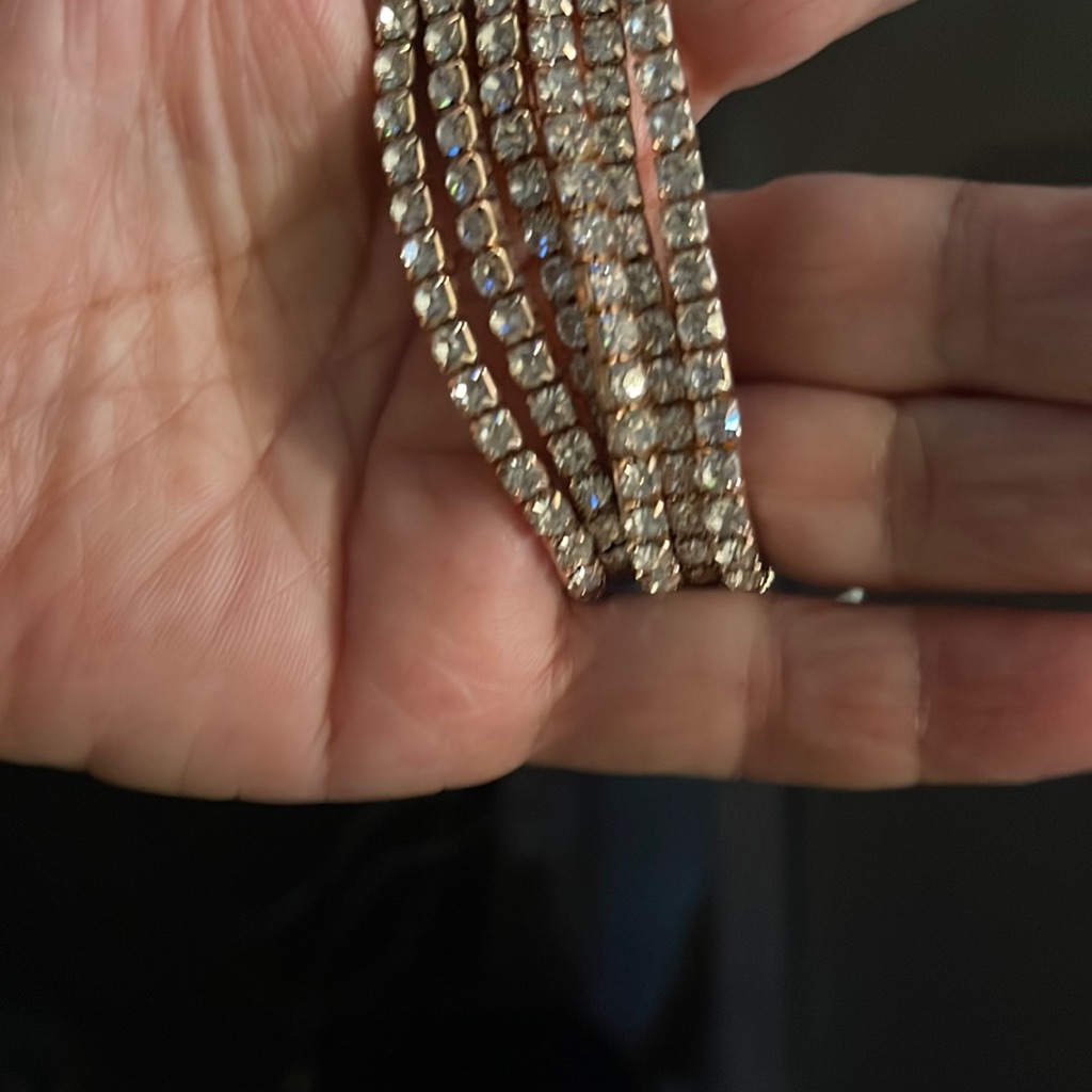 New 6 Rows Of Bling Crystals Stretch Bracelets Rose Gold